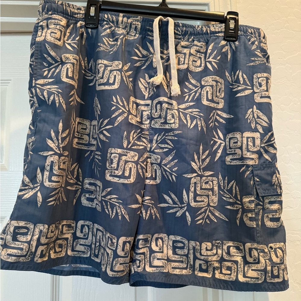 Men’s natualife swim suit Tiki Trunk Elastic Waist Drawstring size medium